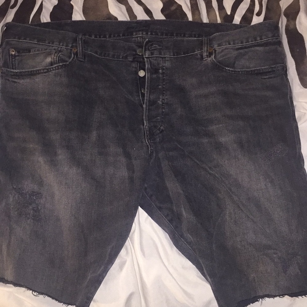 Black half ripped jean shorts